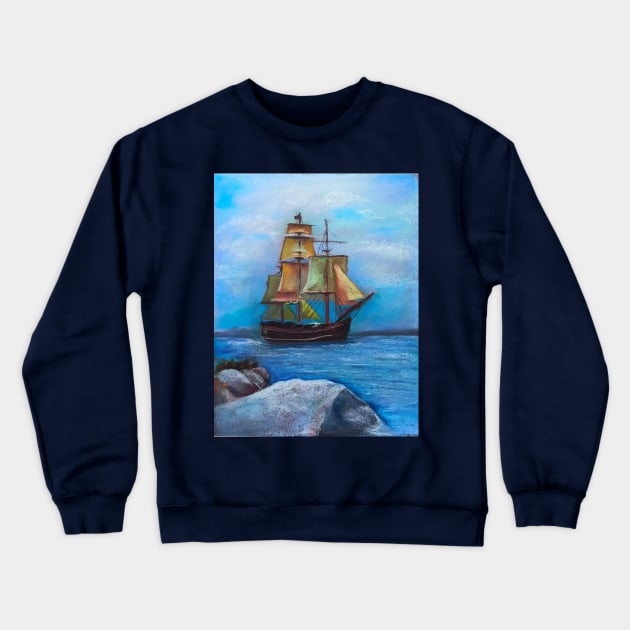 sailboat Crewneck Sweatshirt by reyhanartstudio